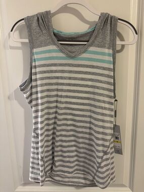 Calvin Klein Gray & Mint Striped V-Neck Tank